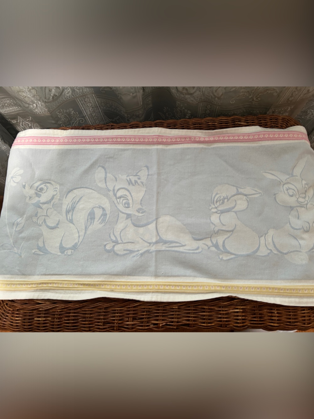 Pastel Bambi & Thumper table runner and 4 placemats with Pink and Yellow Trim